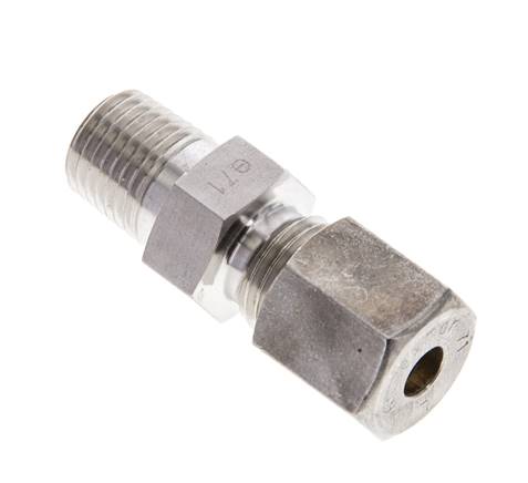 1/4'' NPT-Außengewinde x 6S Edelstahl-Kompressionsverschraubung gerade 630 bar DIN 2353