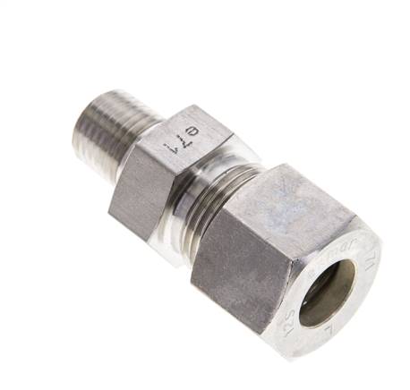 1/4'' NPT-Außengewinde x 12S Edelstahl-Kompressionsverschraubung gerade 630 bar DIN 2353