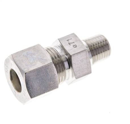1/4'' NPT-Außengewinde x 12S Edelstahl-Kompressionsverschraubung gerade 630 bar DIN 2353