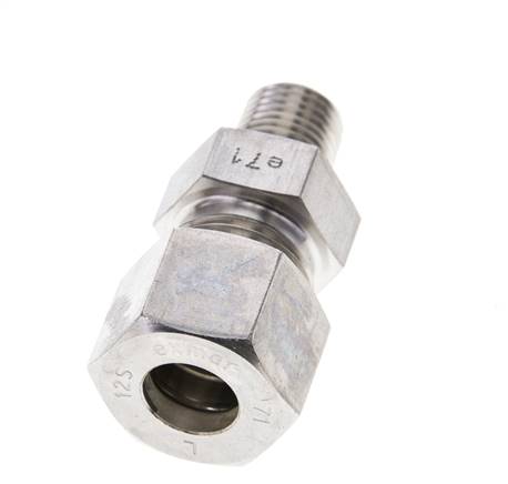 1/4'' NPT-Außengewinde x 12S Edelstahl-Kompressionsverschraubung gerade 630 bar DIN 2353