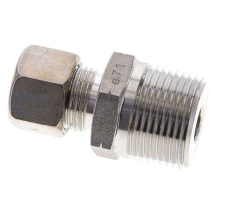 3/4'' NPT-Außengewinde x 12L Edelstahl-Kompressionsverschraubung 315 Bar DIN 2353