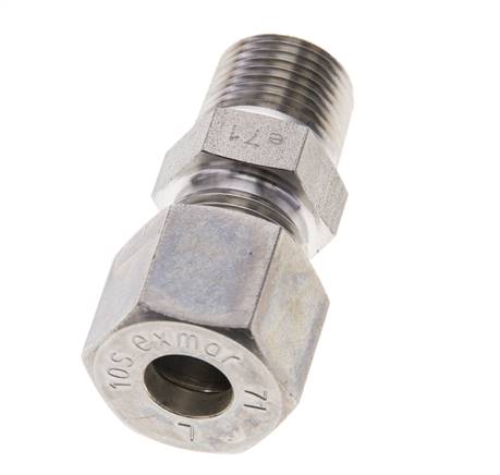 3/8'' NPT-Außengewinde x 10S Edelstahl-Kompressionsverschraubung 630 bar DIN 2353