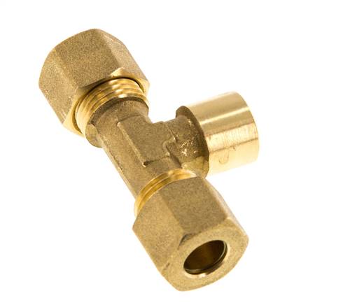 G 1/4'' x 10mm Messing T-Kompressionsverschraubung 95 Bar DIN EN 1254-2