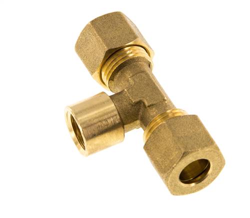 G 1/4'' x 10mm Messing T-Kompressionsverschraubung 95 Bar DIN EN 1254-2