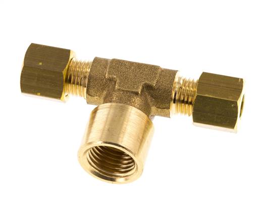G 1/4'' x 6mm Messing T-Kompressionsverschraubung 150 Bar DIN EN 1254-2