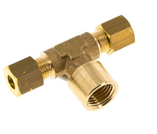 G 1/4'' x 6mm Messing T-Kompressionsverschraubung 150 Bar DIN EN 1254-2