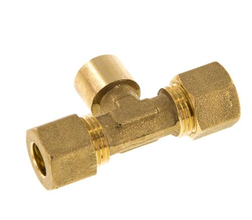 G 1/4'' x 10mm Messing T-Kompressionsverschraubung 95 Bar DIN EN 1254-2