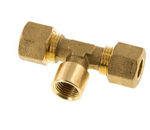 G 1/4'' x 10mm Messing T-Kompressionsverschraubung 95 Bar DIN EN 1254-2