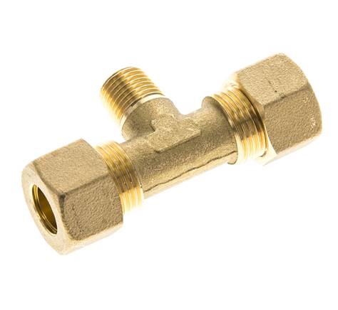 R 1/4'' Außengewinde x 12mm Messing T-Kompressionsverschraubung 75 Bar DIN EN 1254-2