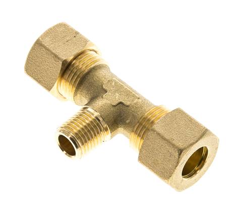 R 1/4'' Außengewinde x 12mm Messing T-Kompressionsverschraubung 75 Bar DIN EN 1254-2