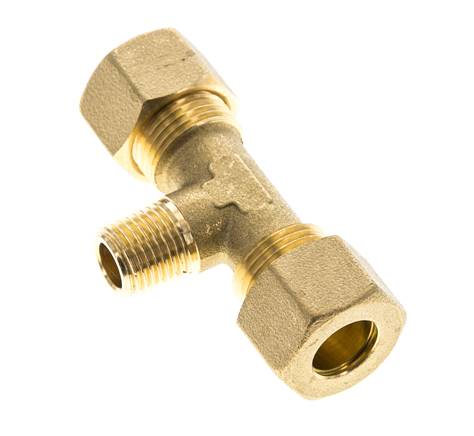 R 1/4'' Außengewinde x 12mm Messing T-Kompressionsverschraubung 75 Bar DIN EN 1254-2