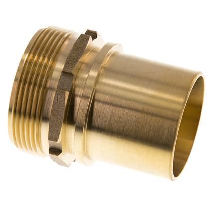 G 2'' Außengewinde x 50mm Messing Schlauchanschluss mit Sicherheitsmanschette DIN 2817