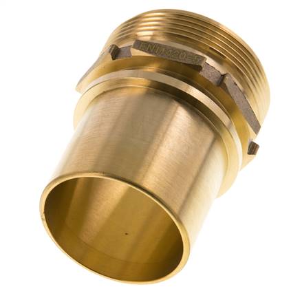 G 2'' Außengewinde x 50mm Messing Schlauchanschluss mit Sicherheitsmanschette DIN 2817