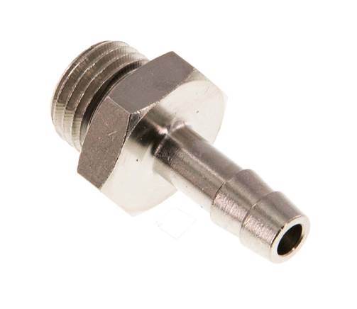 G 1/4'' Außengewinde x 6mm vernickeltes Messing Schlauchanschlussstück mit NBR Dichtung 30 bar [5 Stück]