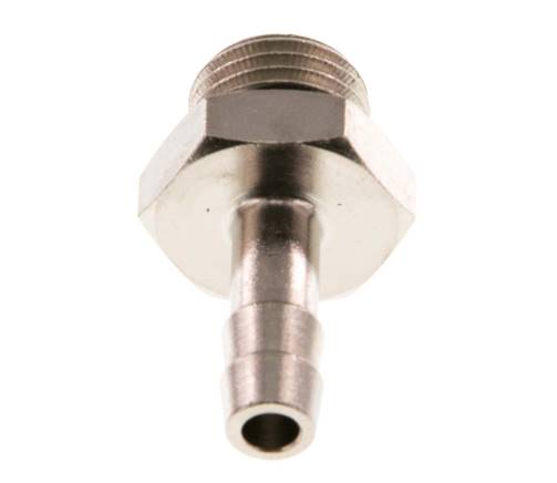 G 1/4'' Außengewinde x 6mm vernickeltes Messing Schlauchanschlussstück mit NBR Dichtung 30 bar [5 Stück]