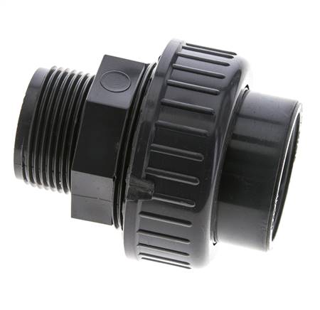 PVC-Verschraubung Innengewinde 40mm x Außengewinde R 1 1/4'' FKM