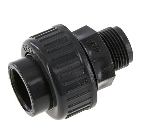 PVC-Verschraubung Innengewinde 25mm x Außengewinde R 3/4'' FKM