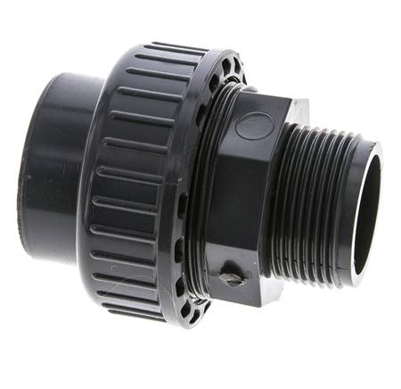 PVC-Verschraubung Innengewinde 40mm x Außengewinde R 1 1/4'' FKM