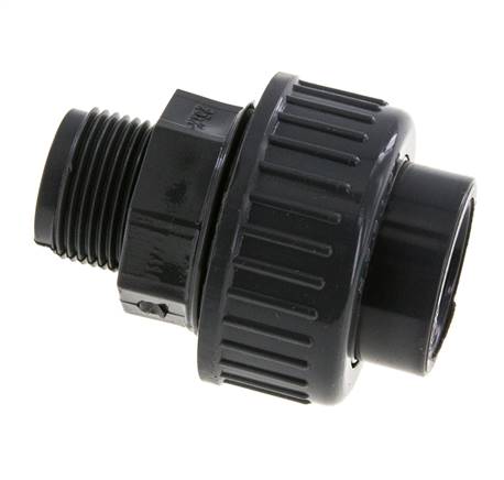 PVC-Verschraubung Innengewinde 25mm x Außengewinde R 3/4'' FKM