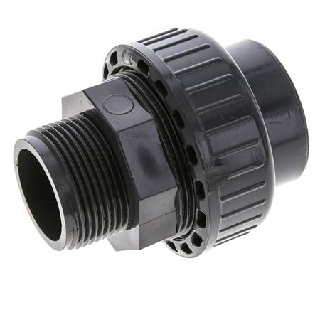PVC-Verschraubung Innengewinde 40mm x Außengewinde R 1 1/4'' FKM