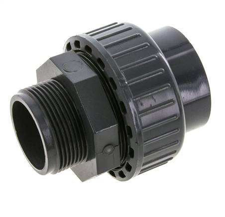 PVC-Verschraubung Innengewinde 50mm x Außengewinde R 1-1/2'' FKM