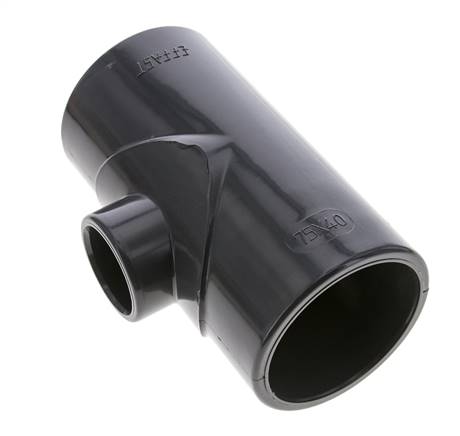 PVC-Reduzier-T-Stück Klebemuffe 75 bis 40 mm