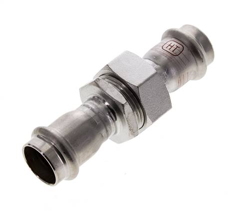 Pressverschraubung - 22 mm Innengewinde - Flachdichtung aus Edelstahl