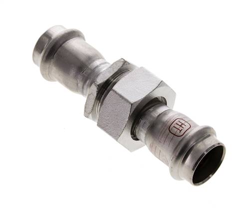 Pressverschraubung - 22 mm Innengewinde - Flachdichtung aus Edelstahl
