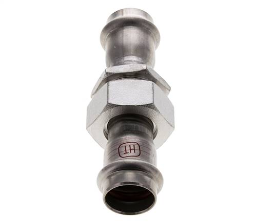 Pressverschraubung - 22 mm Innengewinde - Flachdichtung aus Edelstahl