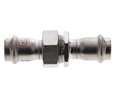Pressverschraubung - 22 mm Innengewinde - Flachdichtung aus Edelstahl