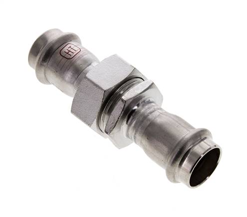 Pressverschraubung - 22 mm Innengewinde - Flachdichtung aus Edelstahl