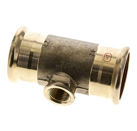 T-Pressfitting - 42mm Innengewinde & Rp 1/2'' Innengewinde - Kupferlegierung