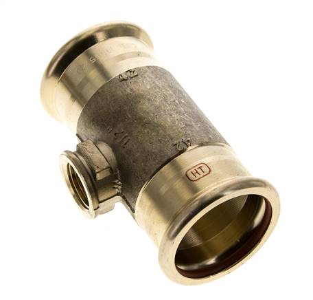 T-Pressfitting - 42mm Innengewinde & Rp 1/2'' Innengewinde - Kupferlegierung