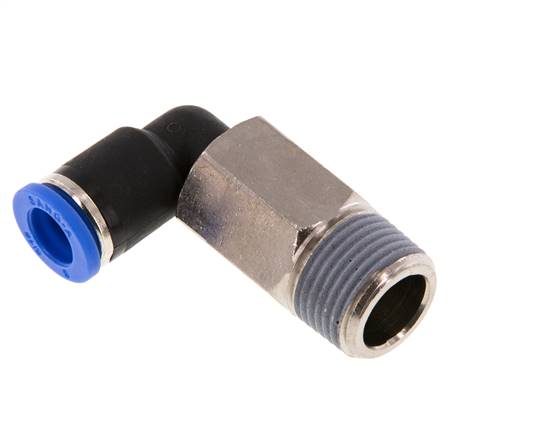 8mm x R3/8'' 90deg Winkel-Steckverschraubung mit Außengewinde Messing/PA 66 NBR lange Hülse drehbar [2 Stück]