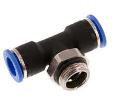 10mm x G3/8'' Inline-T-Stück Steckverschraubung mit Außengewinde Messing/PA 66 NBR drehbar