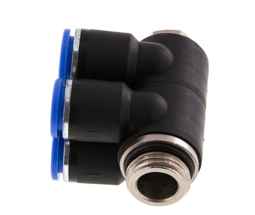 12mm x G1/2'' 4-Wege-Verteiler-Steckverschraubung mit Außengewinde Messing/PA 66 NBR drehbar