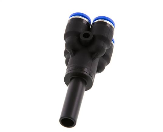 6mm x 8mm 4-Wege-Y-Verteiler-Steckverschraubung mit Steckanschluss Messing/PA 66 NBR