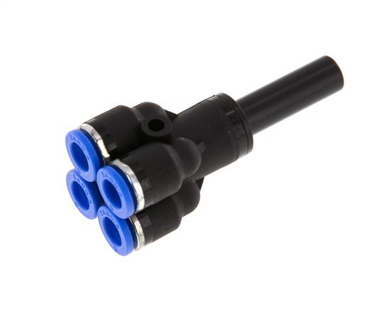 6mm x 8mm 4-Wege-Y-Verteiler-Steckverschraubung mit Steckanschluss Messing/PA 66 NBR
