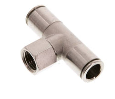 10mm x G1/4'' Inline T-Stück Steckverschraubung mit Innengewinde Messing NBR drehbar