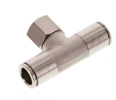 10mm x G1/4'' Inline T-Stück Steckverschraubung mit Innengewinde Messing NBR drehbar