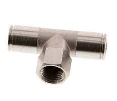 10mm x G1/4'' Inline T-Stück Steckverschraubung mit Innengewinde Messing NBR drehbar
