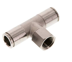 10mm x G1/4'' Inline T-Stück Steckverschraubung mit Innengewinde Messing NBR drehbar