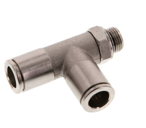8mm x G1/8'' rechtwinkliges T-Stück Steckverschraubung mit Außengewinde Messing NBR drehbar