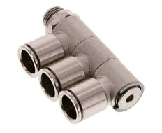 12mm x G1/4'' 3-Wege-Verteiler Steckverschraubung mit Außengewinde Messing NBR drehbar