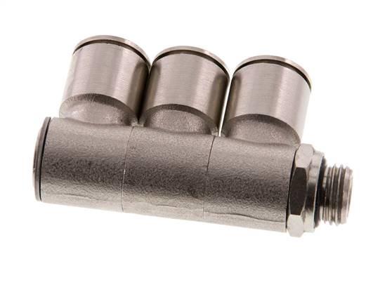 12mm x G1/4'' 3-Wege-Verteiler Steckverschraubung mit Außengewinde Messing NBR drehbar