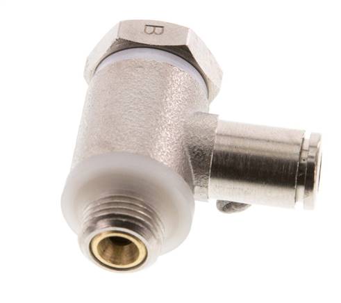 Durchflussregelventil Abgangswinkel 4 mm - G1/8'' Messing Schlitzschraube Banjo