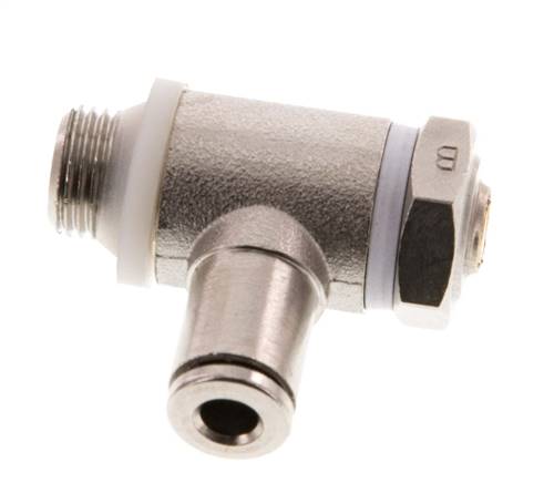 Durchflussregelventil Abgangswinkel 4 mm - G1/8'' Messing Schlitzschraube Banjo