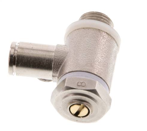 Durchflussregelventil Abgangswinkel 4 mm - G1/8'' Messing Schlitzschraube Banjo