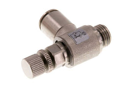 Durchflussregelventil Meter-In-Winkelstück 10 mm - G1/4'' Rändelschraube aus Messing