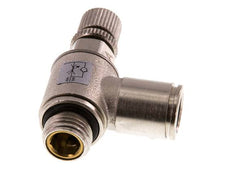 Durchflussregelventil Meter-In-Winkelstück 10 mm - G1/4'' Rändelschraube aus Messing